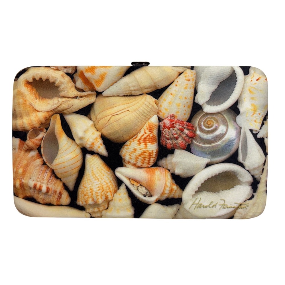 Harold Feinstein Collection Vintage Seashell Print Frame Clutch Wallet Black